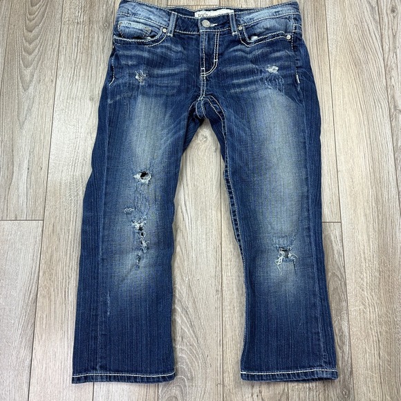Buckle Denim - BKE Culture Capri Jeans Women 28 Distressed Bootcut Blue Denim